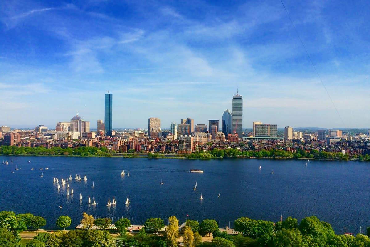 Boston harbor skyline during the day